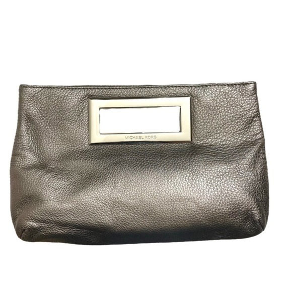 Michael Kors silver leather evening clutch bags